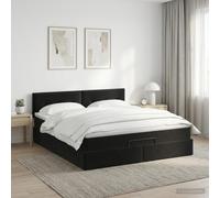 vidaXL Letto ottomano con materasso Nero 140 x 200 cm Velluto, Letto ottomano moderno, arredo di lusso contemporaneo, materasso in schiuma salvaspazio per comfort totale