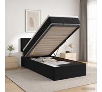 Letto ottomano con materasso Nero 90 x 190 cm Velluto