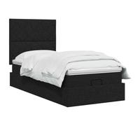 vidaXL Letto ottomano con materasso Nero 90 x 200 cm Tessuto | Pratico contenitore ottomano, altezza regolabile per il tuo comfort, supporto ottimale e isolamento del movimento