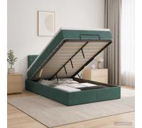 vidaXL Letto ottomano con materasso Verde Scuro 120 x 190 cm Velluto, Letto ottomano moderno, arredo di lusso contemporaneo, materasso in schiuma salvaspazio per comfort totale