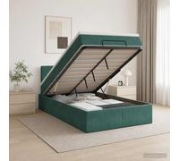 vidaXL Letto ottomano con materasso Verde Scuro 120 x 200 cm Velluto