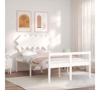 vidaXL Letto per Anziani Bianco Testiera Small Double Legno Massello