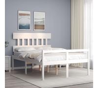 vidaXL Letto per Anziani Bianco Testiera Small Double Legno Massello