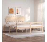 vidaXL Letto per Anziani con Testiera Bianco Super King Legno Massello