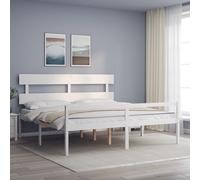 vidaXL Letto per Anziani con Testiera Bianco Super King Legno Massello