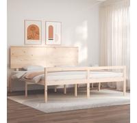 vidaXL Letto per Anziani con Testiera Bianco Super King Legno Massello