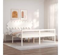 vidaXL Letto per Anziani con Testiera Bianco Super King Legno Massello