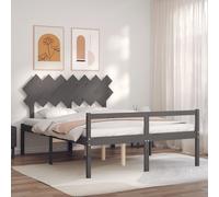vidaXL Letto per Anziani con Testiera Grigio King in Legno Massello