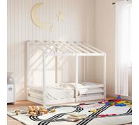 vidaXL Letto per Bambini con Tetto Bianco 70x140cm Legno Massello Pino