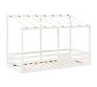 vidaXL Letto per Bambini con Tetto Bianco 90x200cm Legno Massello Pino, letto per bambini in legno, arredo per bambini, giroletto per bambini