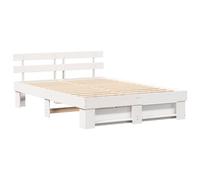 vidaXL Letto Piattaforma Bianco in Legno Massello di Pino 140 x 200 cm Senza Rete A Molle. Arredamento Moderno per La Camera da Letto. Facile da Montare. capacità di 110 kg. Pulisci con Un Panno Umid