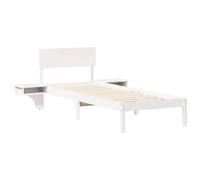 vidaXL Letto Platform Bianco in Legno di Pino Massello 75 x 190cm. Caratteristiche: Testiera e Tavolini Integrati, Montaggio Semplice, Niente Rete a Molle Necessaria, Design Moderno e Robusto, Super