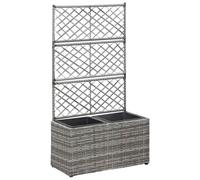 vidaXL Letto Rialzato a Traliccio 2 Vasi 58x30x107cm Polyrattan Grigio