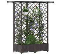 vidaXL Letto Rialzato con Griglia e Tetto Marrone 124 x 40 x 123 cm PP, Giardino e terrazzo, vaso d’erbe moderno, lettino sopraelevato, mobile, idee per orti urbani