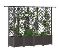 vidaXL Letto Rialzato con Griglia e Tetto Marrone 202 x 40 x 138 cm PP, Giardino e terrazzo, vaso d’erbe moderno, lettino sopraelevato, mobile, idee per orti urbani