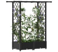 vidaXL Letto rialzato con traliccio e tetto nero, 122,5 x 40 x 123 cm, PP, giardino e terrazza, fioriera moderna, letto rialzato con tetto, mobile, idee per colture urbane