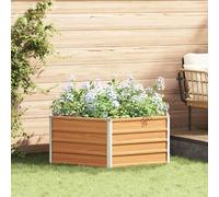 vidaXL Letto rialzato da Giardino Aspetto Legno 129 x 129 x 45 cm, Vaso Esagonale per Giardino e terrazzo, Moderno e Resistente, Contenitore in Acciaio galvanizzato