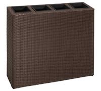 vidaXL Letto Rialzato da Giardino con 4 Vasi in Polyrattan Marrone