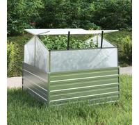 vidaXL Letto Rialzato da Giardino con Serra 100x100x85 cm Argento