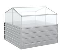 vidaXL Letto Rialzato da Giardino con Serra 100x100x85 cm Argento