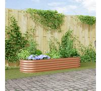 vidaXL Letto da Giardino Rialzato Marrone Effetto Legno 240x80x44 cm Acciaio
