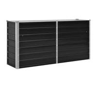 vidaXL Letto Rialzato da Giardino Profondo Bordi Piegati Letto di Coltura Vaso Portafiori da Esterno Antracite 160x40x77 cm in Acciaio Zincato