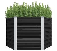 vidaXL Letto Rialzato da Giardino Profondo Bordi Piegati Letto di Coltura Vaso Portafiori da Esterno Antracite 129x129x77 cm in Acciaio Zincato