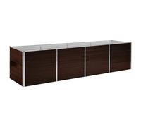 vidaXL Letto Rialzato da Giardino Rettangolare Alto Elegante Staffe Supporto Terrazzo Letto di Coltura Rialzato Marrone 320x80x77cm Acciaio Zincato