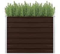 vidaXL Letto Rialzato da Giardino Rettangolare Alto Elegante Staffe Supporto Terrazzo Letto di Coltura Rialzato Marrone 100x40x77cm Acciaio Zincato