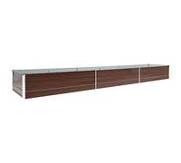 vidaXL Letto Rialzato da Giardino Vaso Esterno Fiori Aiuola Portavasi Arredo Cassette Giardinaggio in Acciaio Zincato 480x80x45 cm Marrone