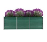vidaXL Letto Rialzato Giardino in Acciaio Zincato 240x80x77 cm Verde