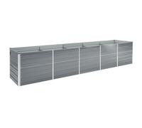 vidaXL Letto Rialzato Giardino in Acciaio Zincato Vaso per Fiori Contenitore per Piante Verdi Accessori per Giardino Decorazioni 400x80x45 cm Grigia