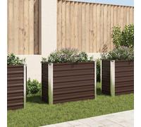 vidaXL Letto Rialzato da Giardino Rettangolare Alto Elegante Staffe Supporto Terrazzo Letto di Coltura Rialzato Marrone 100x40x77cm Acciaio Zincato