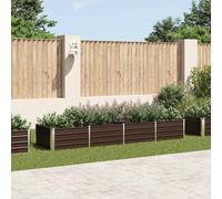 vidaXL Letto Rialzato da Giardino Rettangolare Alto Elegante Staffe Supporto Terrazzo Letto di Coltura Rialzato Marrone 320x80x45cm Acciaio Zincato