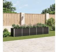 vidaXL Letto Rialzato Giardino in Acciaio Zincato Vaso Fiori Contenitore per Piante Verdi Accessori per Giardino Decorazioni 400x80x77 cm Antracite