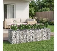 vidaXL Letto rialzato in gabbione 3 pz 300 x 100 x 100 cm Argento