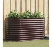 vidaXL Vasetto Ovale in Acciaio Zincato 160 X 80 81 cm Marrone Durevole Moderno Scatola per Fiori e Verdure Uso Esterno Montaggio Facile Vasi Rialzati Giardinaggio Container Decor