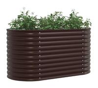 vidaXL Vasetto Ovale in Acciaio Zincato 160 X 80 81 cm Marrone Durevole Moderno Scatola per Fiori e Verdure Uso Esterno Montaggio Facile Vasi Rialzati Giardinaggio Container Decor