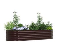 vidaXL Moderno Letto Rialzato da Giardino in Acciaio Zincato 240Cm X 80Cm 44Cm Fioriera in Metallo Esterno Durevole Finitura Marrone Perfetto per Verdure e Fiori Soluzione di Giardinaggio Elegante Des