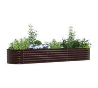vidaXL Letto rialzato da giardino Marrone 320 x 80 x 44 cm Acciaio, vaso elegante