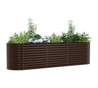 vidaXL Fioriera Ovale in Acciaio Zincato Marrone 320 X 80 81 cm Durevole Design Moderno Uso Esterno Finitura Liscia Verniciatura a Polvere Perfetta per Fiori Erbe Verdure Giardino Metallica Grande Con