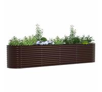 vidaXL Fioriera da Giardino Ovale in Acciaio Galvanizzato | Marrone 400 X 80 81 cm Durevole Finitura a Verniciatura a Polvere Fioriere Moderne per Fiori e Verdure Metallo Grande