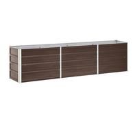 vidaXL Letto Rialzato per Giardino Fioriera Alta Fondo Aperto Cura Piante Fiori Orto Cassetta Vaso Giardinaggio Acciaio Zincato 240x40x45 cm Marrone