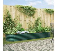 vidaXL Letto rialzato da Giardino Verde 320 x 80 x 44 cm Acciaio, Vaso in Acciaio Elegante, Decorazione Moderna per Giardino, Letto Fiorito Minimalista, Accessorio Robusto per Esterni