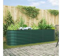 vidaXL Fioriera ovale verde in metallo 320 X 80 81 cm Acciaio zincato Finitura verniciata a polvere Design moderno per piante e fiori da esterno Fioriere grandi Decorazioni da giardino durevoli Pianta