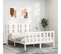 VIDAXL - Giroletto Con Testiera Bianco 140x190 Cm In Legno Massello - SPEDIZIONE GRATUITA