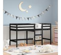 vidaXL Letto Soppalco con Scala Bambini Nero 80x200cm Massello Pino