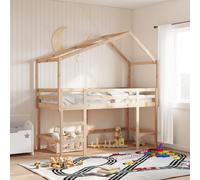 vidaXL Letto Soppalco con Scala e Tetto 80x200 cm Legno Massello Pino