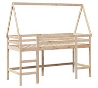 vidaXL Letto Soppalco con Scala e Tetto 80x200 cm Legno Massello Pino