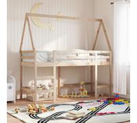 vidaXL Letto Soppalco con Scala e Tetto 90x190 cm Legno Massello Pino